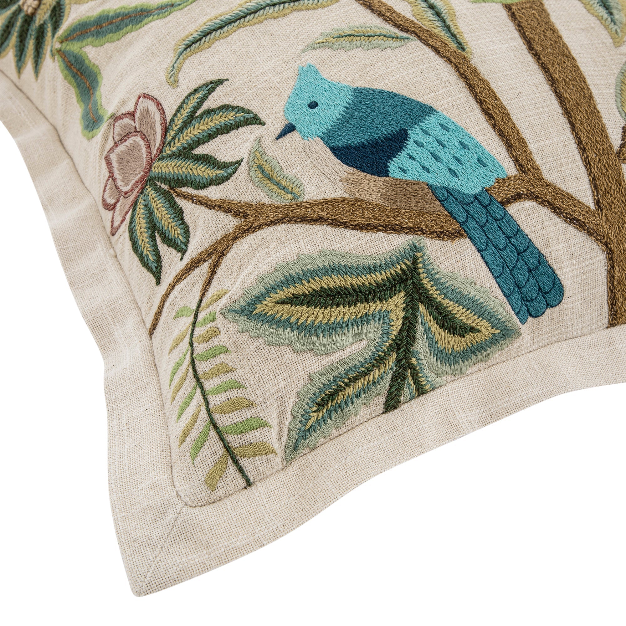 Flora & Fauna Hand Embroidered Cockatoo Cushion