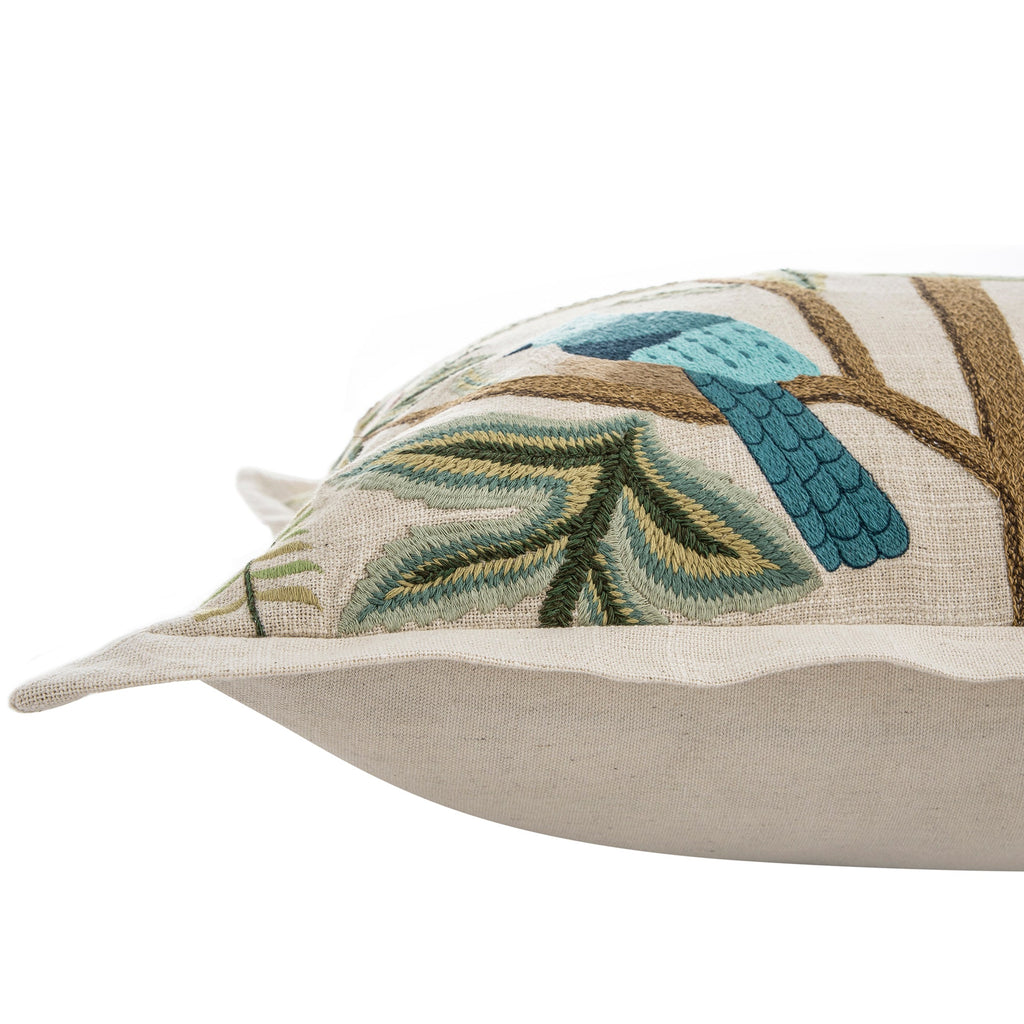 Flora & Fauna Hand Embroidered Cockatoo Cushion