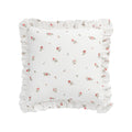 Darcy Rose Ivory White Ruffle Floral Embroidered Linen Blend Cushion