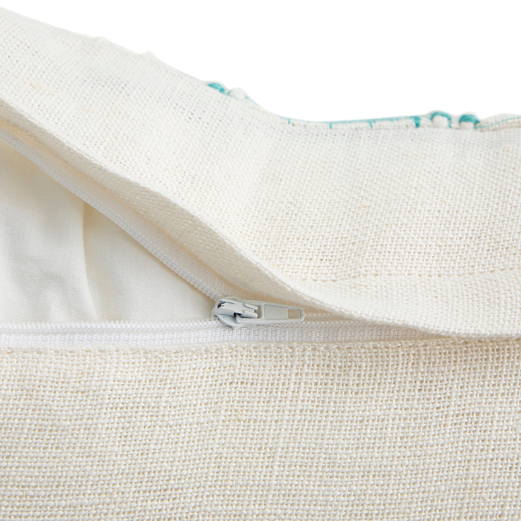 Hattie Blue Embroidered 100% Linen Cushion