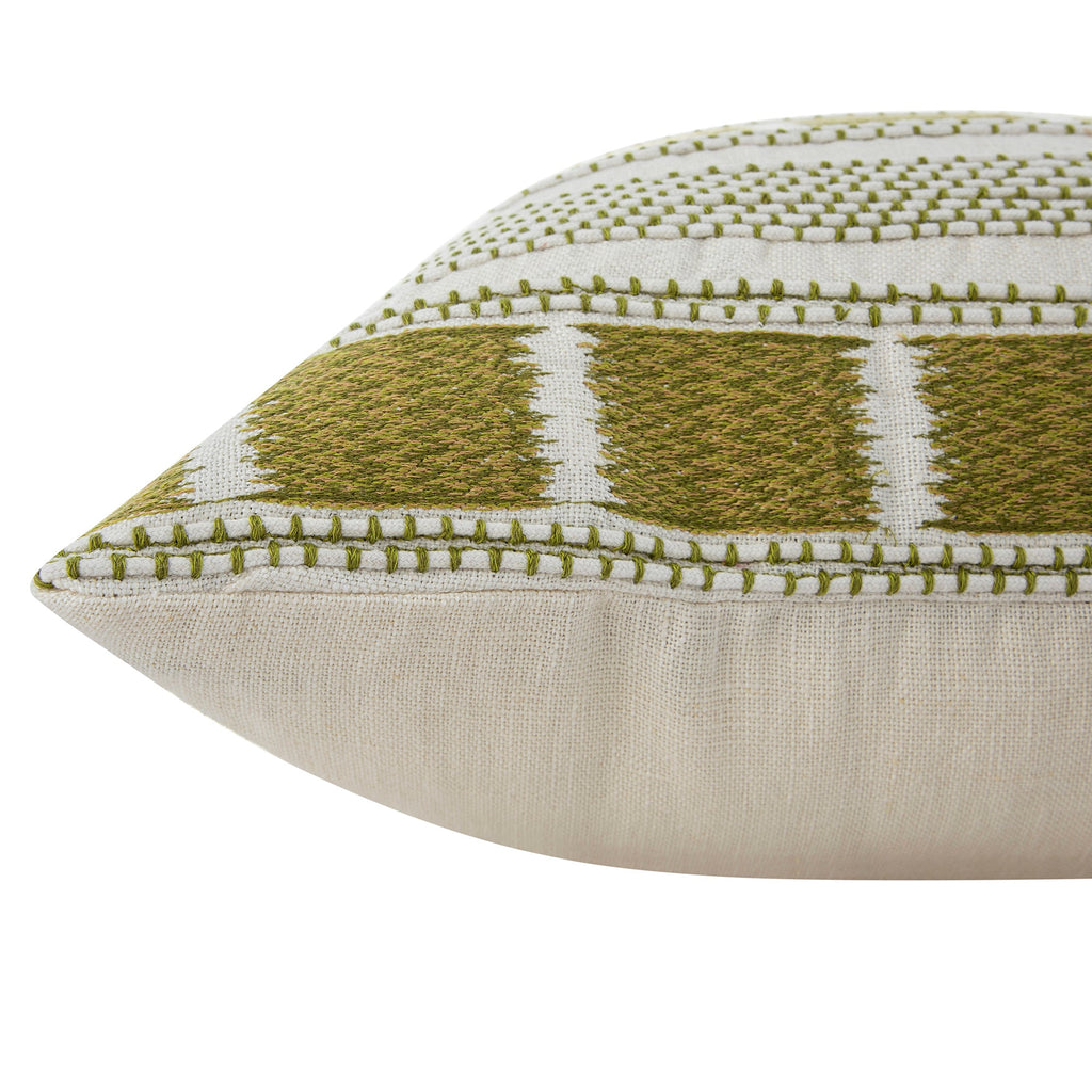 Hattie Green Embroidered 100% Linen Cushion