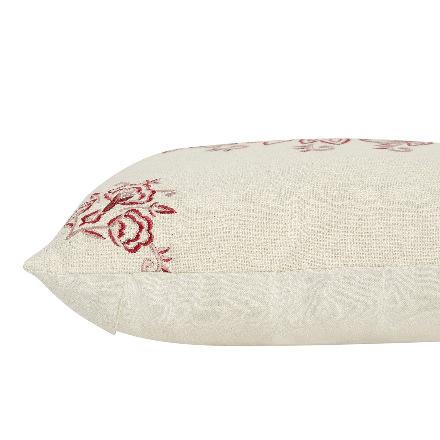 Isadora Garnet Red Damask Embroidered Cotton Cushion