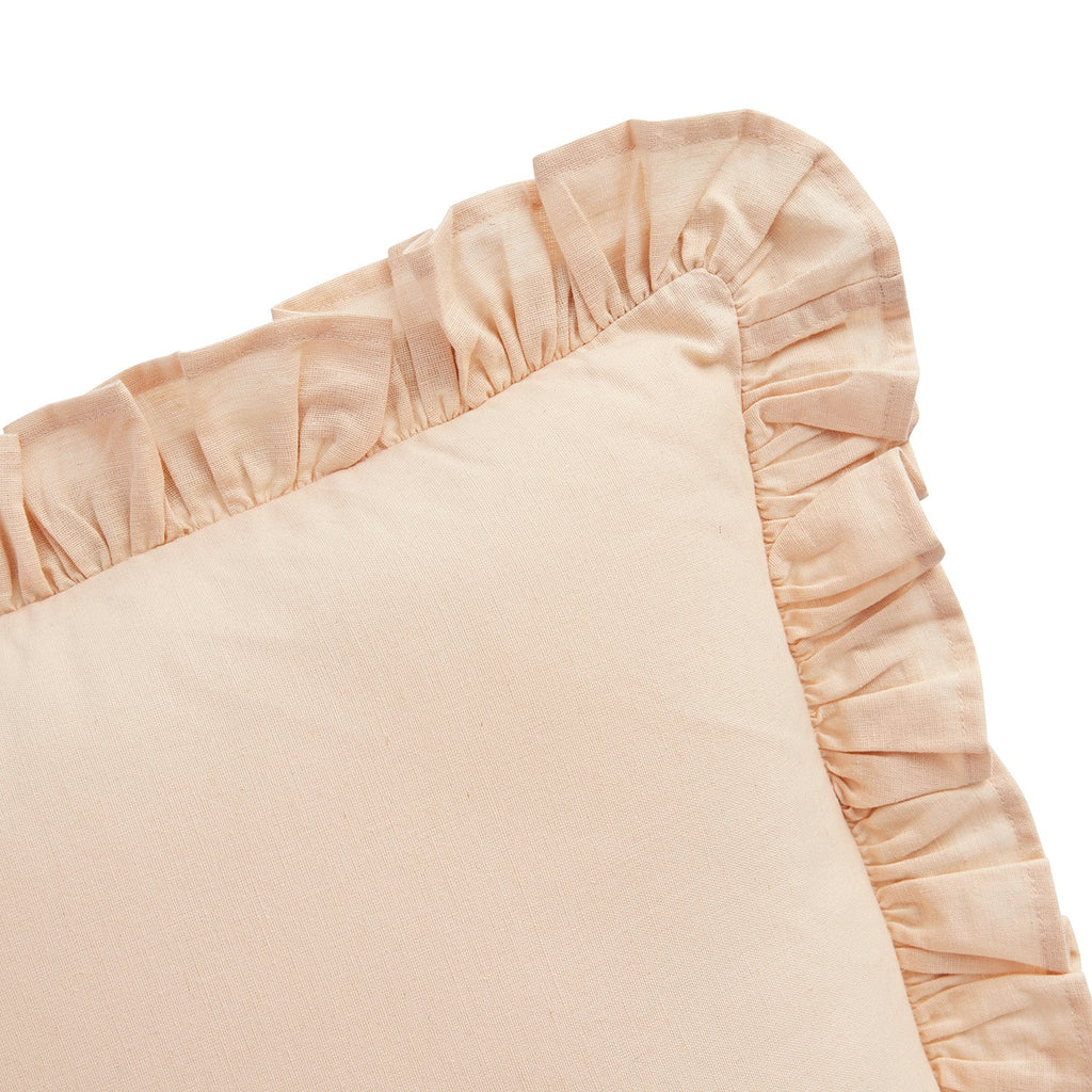 Lucinda Peach Melba Ruffle Linen Blend Cushion