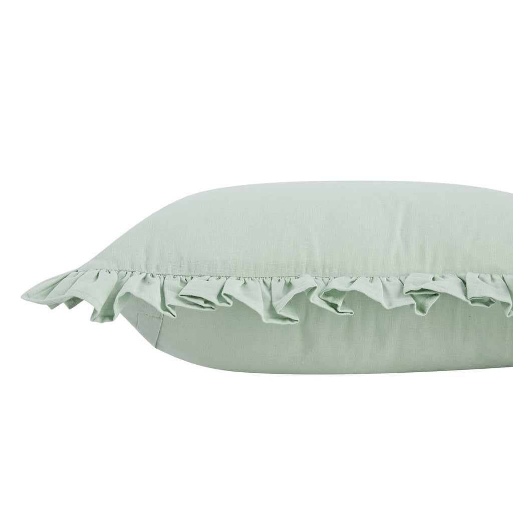Lucinda Seafoam Green Ruffle Linen Blend Cushion