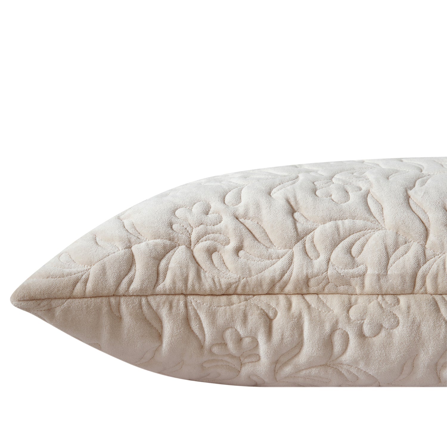 Maison Cream Floral Quilted Cotton Velvet Cushion