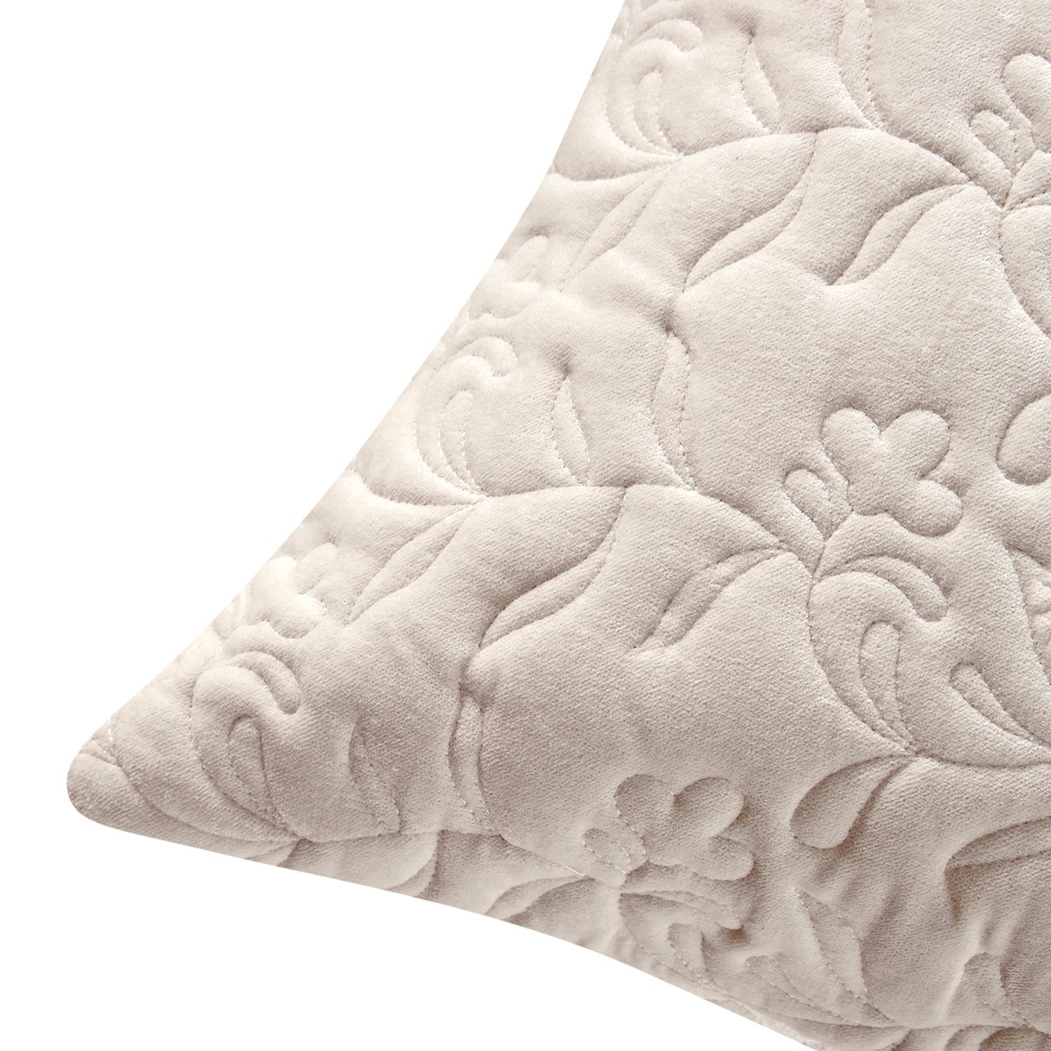 Maison Cream Floral Quilted Cotton Velvet Cushion