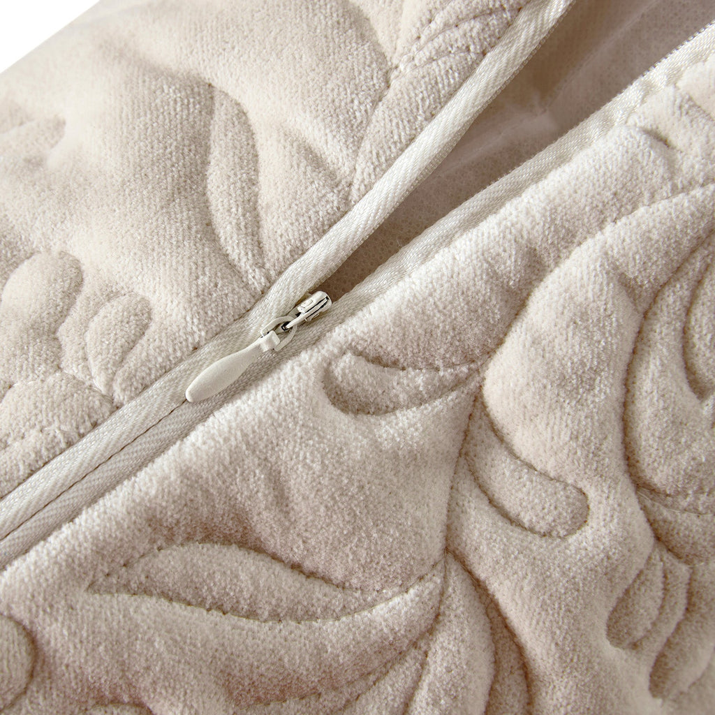 Maison Cream Floral Quilted Cotton Velvet Cushion