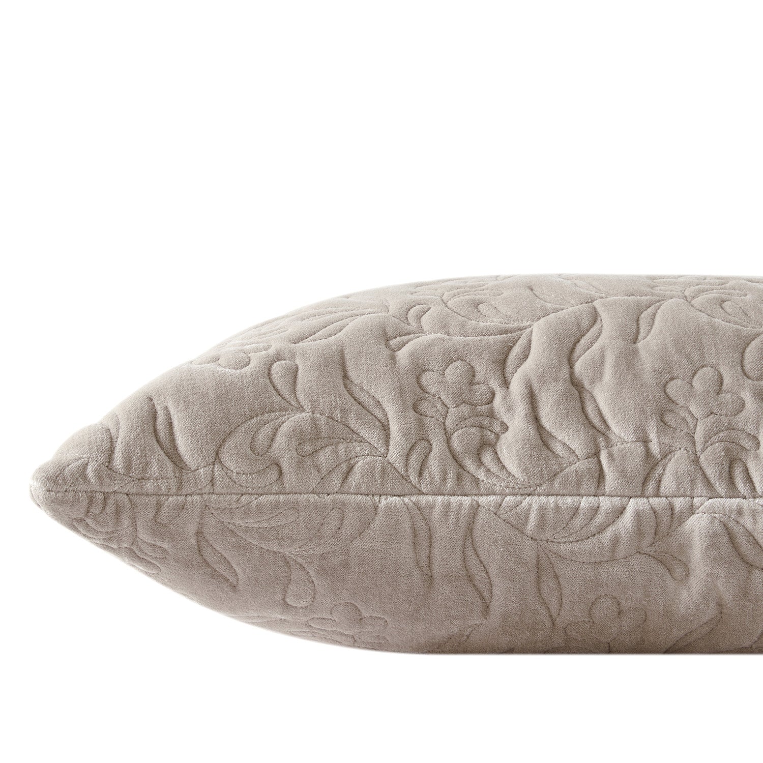 Maison Taupe Floral Quilted Cotton Velvet Cushion