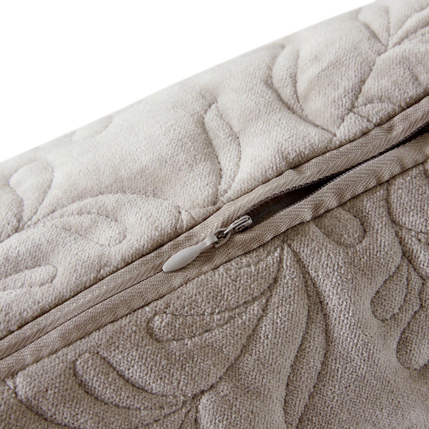 Maison Taupe Floral Quilted Cotton Velvet Cushion
