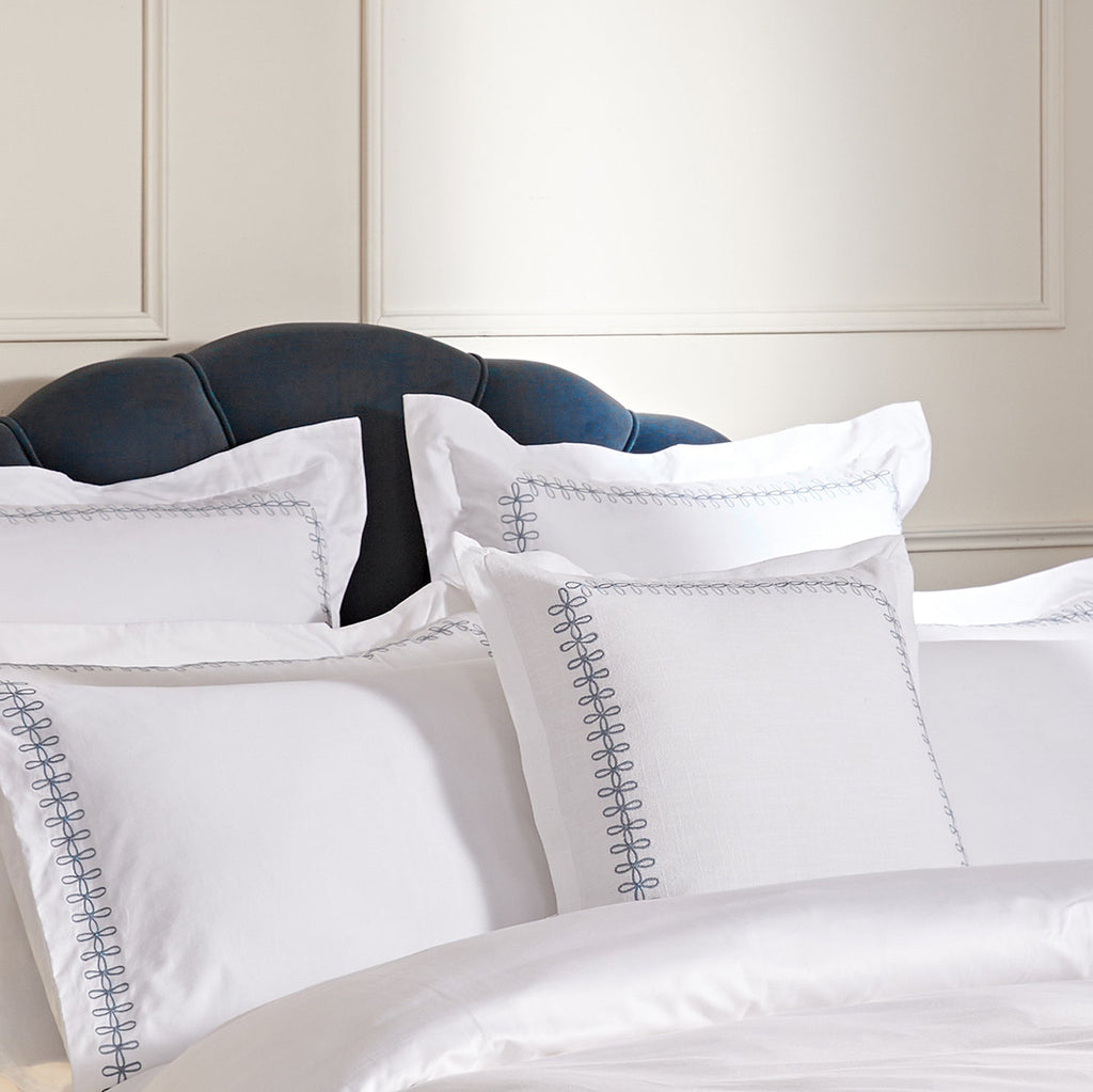 Milano Air Force Blue Knot Embroidered Cotton Cushion