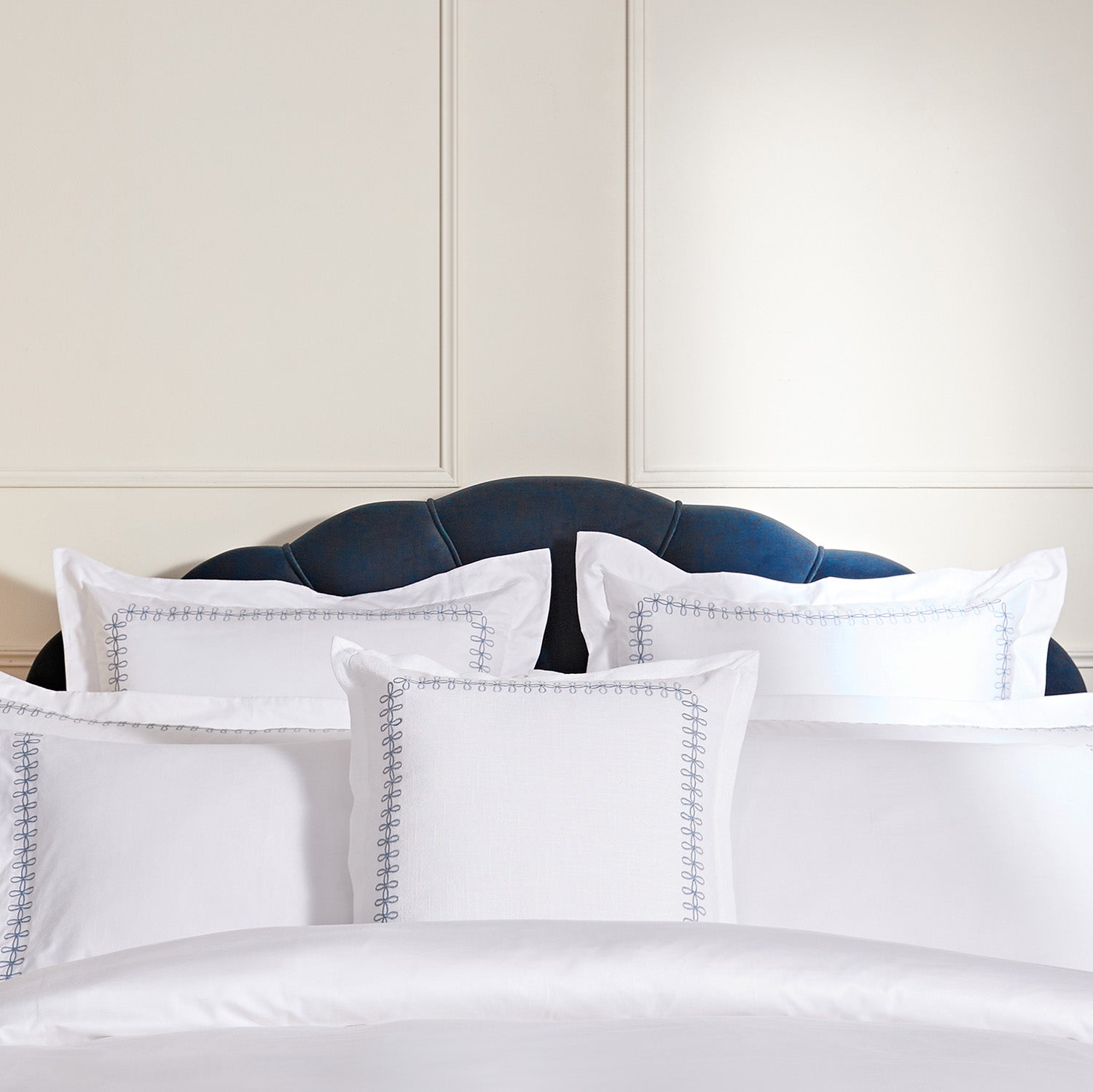 Milano Air Force Blue Knot Embroidered Cotton Cushion