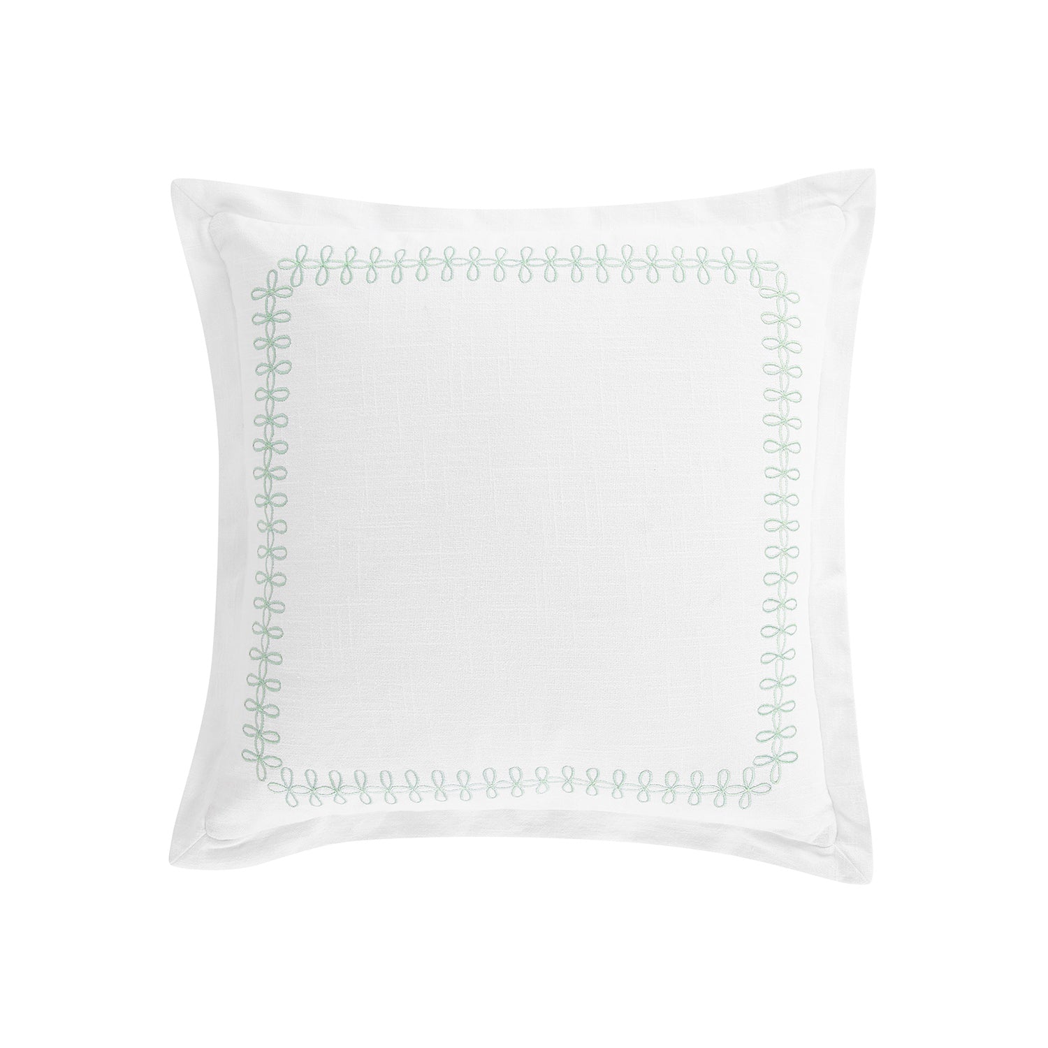 Milano Sea Spray Green Knot Embroidered Cotton Cushion