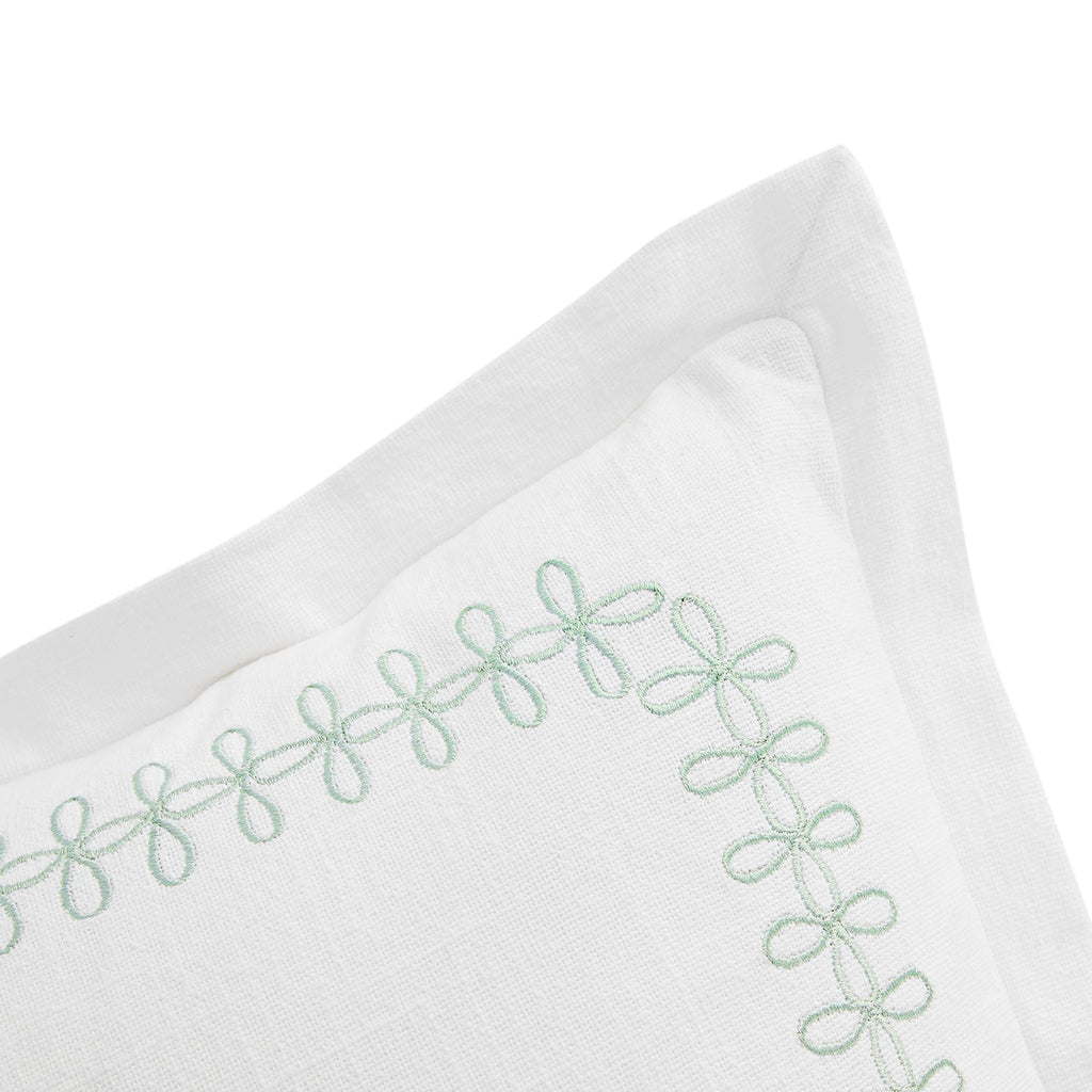 Milano Sea Spray Green Knot Embroidered Cotton Cushion