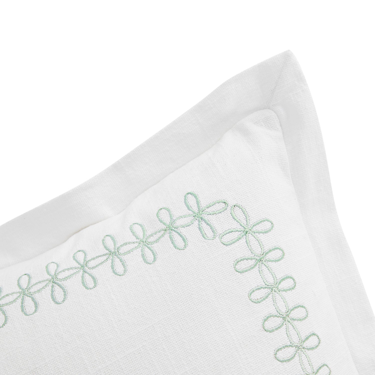 Milano Sea Spray Green Knot Embroidered Cotton Cushion