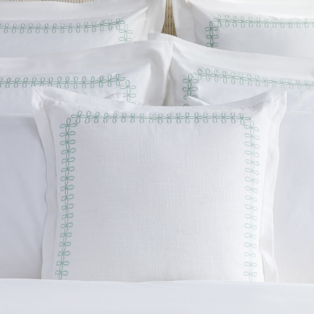 Milano Sea Spray Green Knot Embroidered Cotton Cushion
