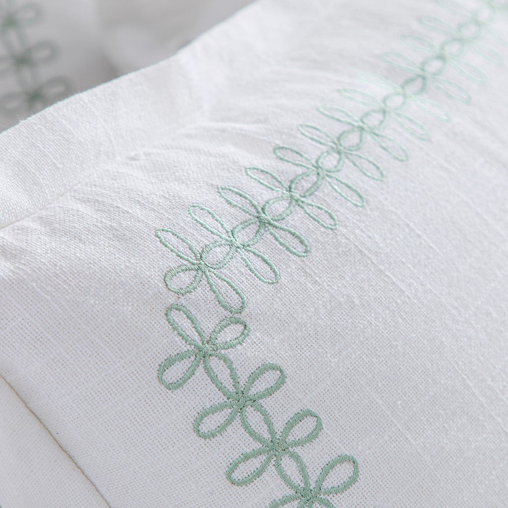 Milano Sea Spray Green Knot Embroidered Cotton Cushion