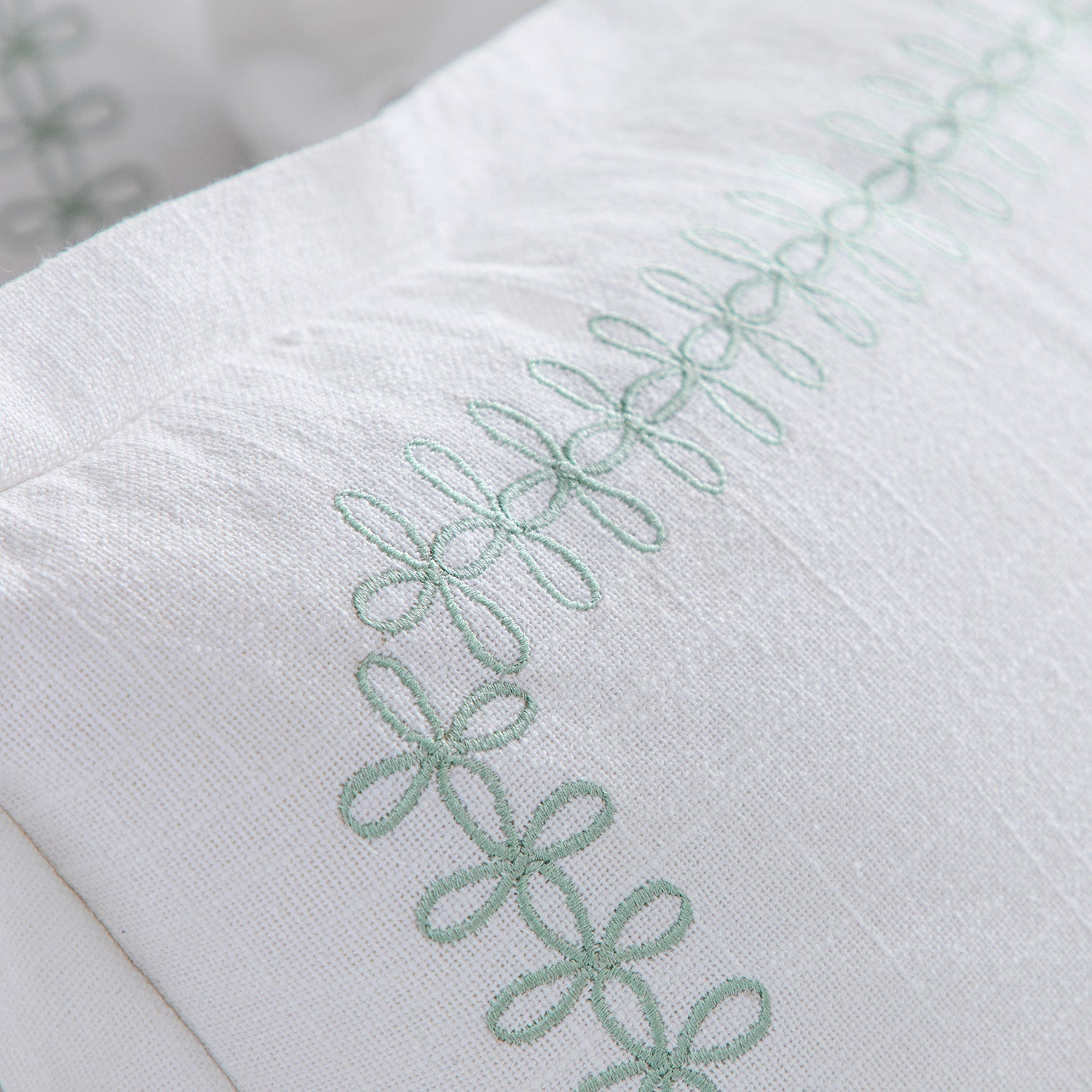 Milano Sea Spray Green Knot Embroidered Cotton Cushion