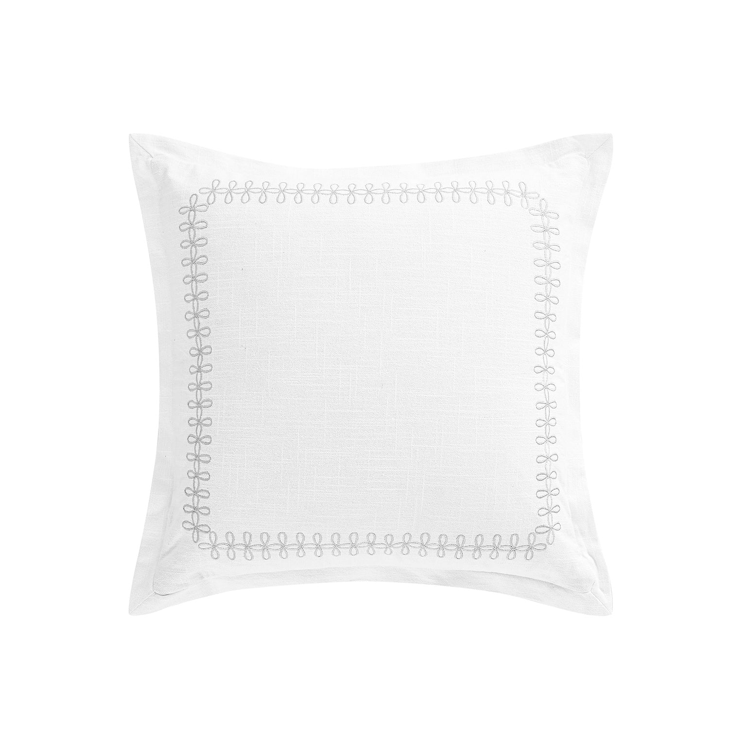 Milano Glacier Grey Knot Embroidered Cotton Cushion
