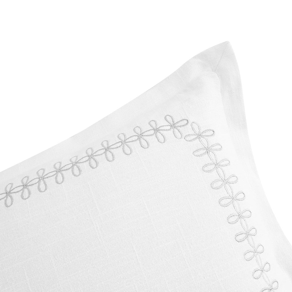 Milano Glacier Grey Knot Embroidered Cotton Cushion