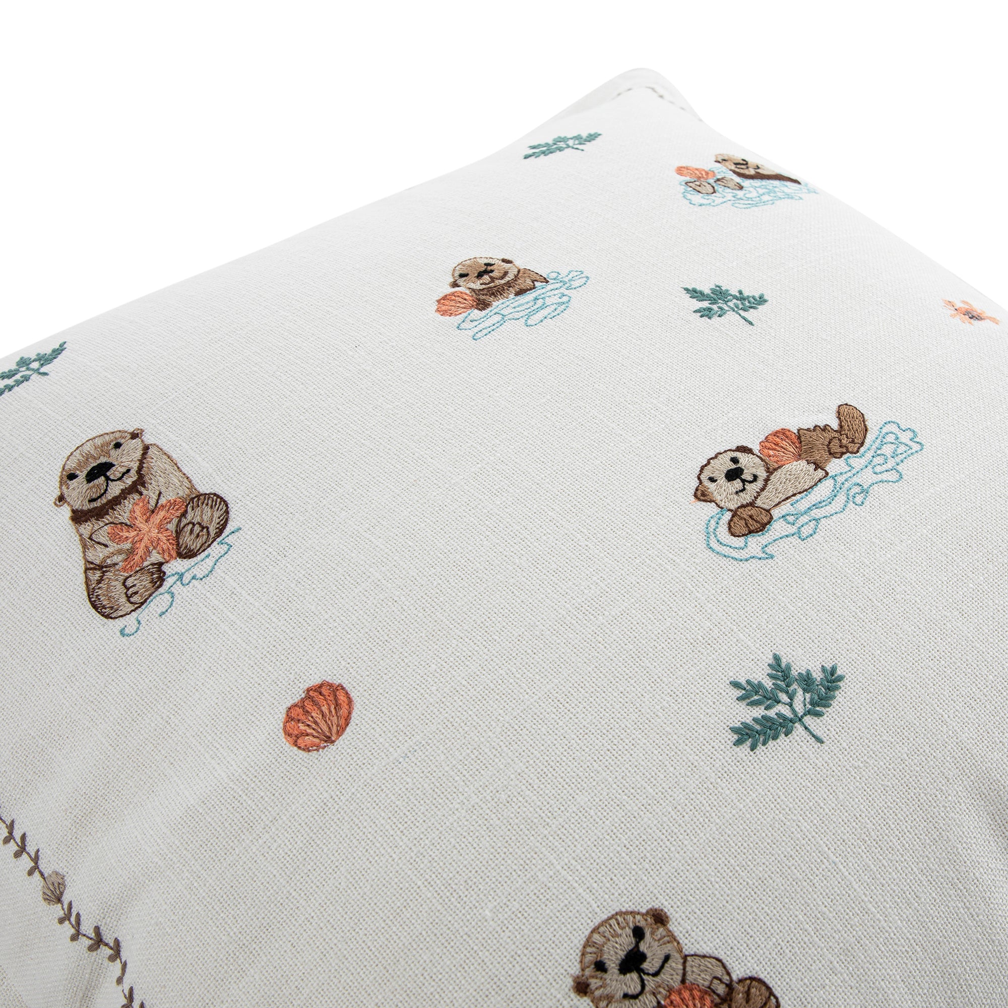 Whimsical Animals Otterly Adorable Hand Embroidered Cushion