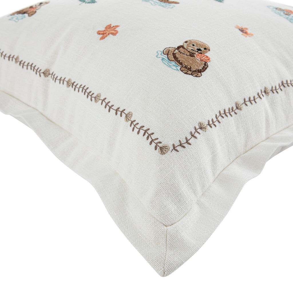 Whimsical Animals Otterly Adorable Hand Embroidered Cushion