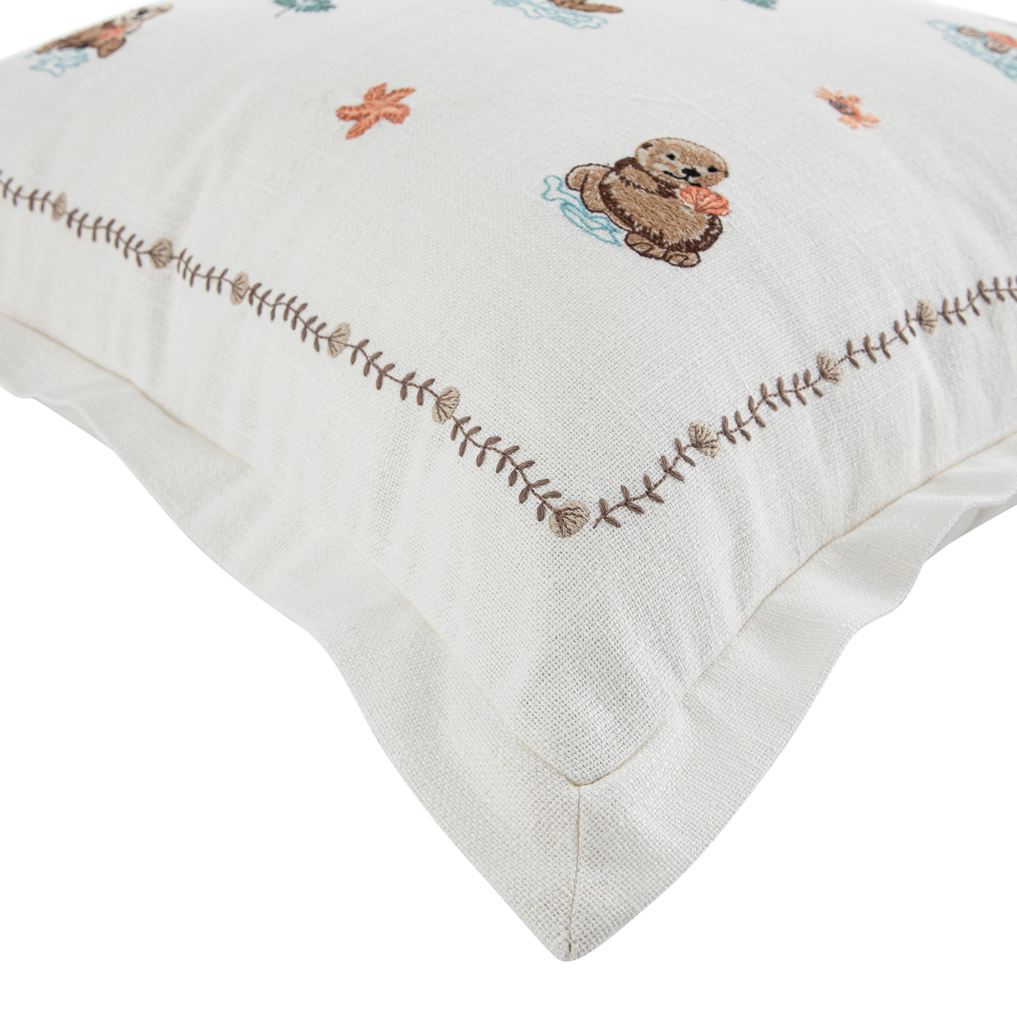 Whimsical Animals Otterly Adorable Hand Embroidered Cushion