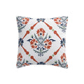 Paloma Burnt Terracotta Orange & Blue Floral Embroidered Cotton Cushion