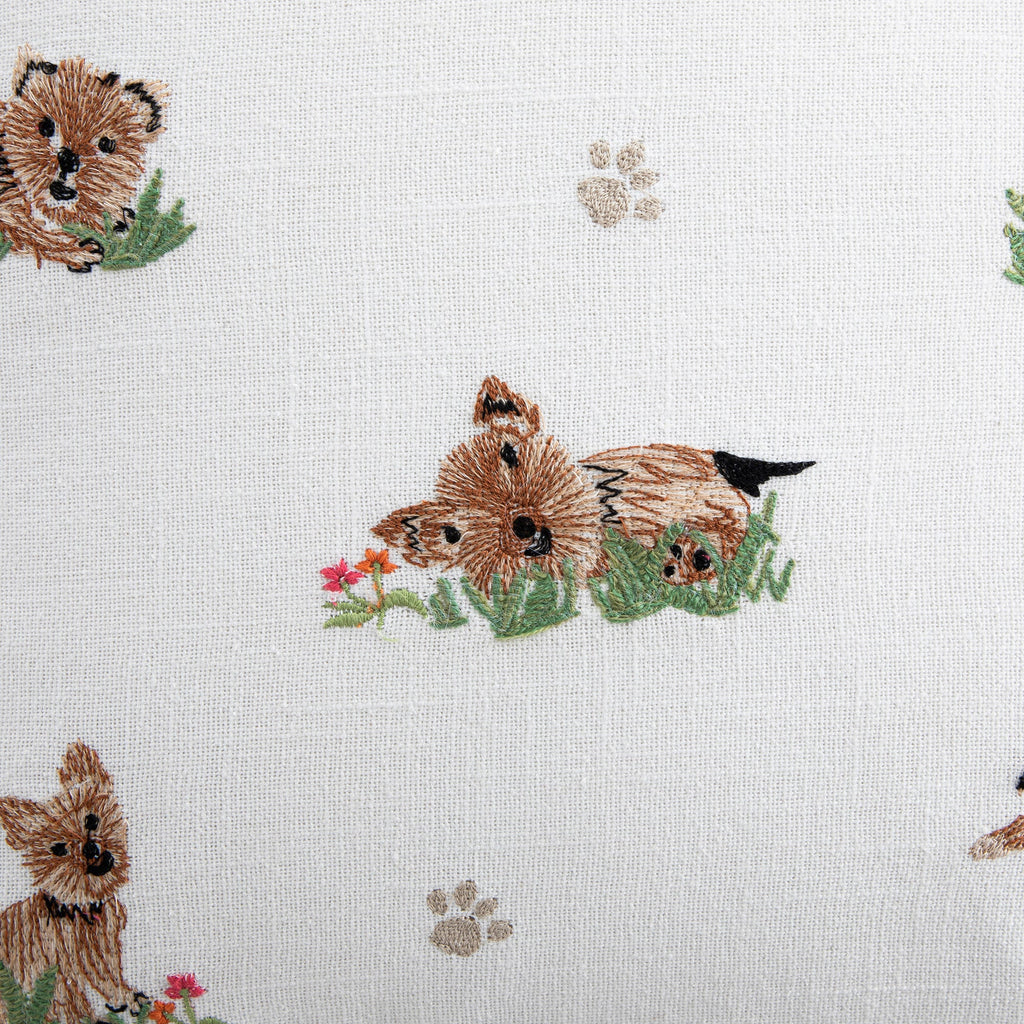 Whimsical Animals Playful Pooches Hand Embroidered Cushion