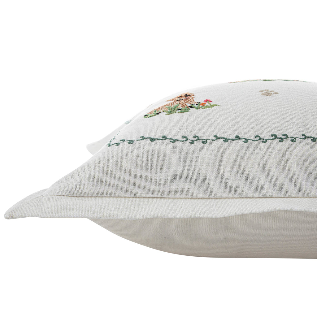 Whimsical Animals Playful Pooches Hand Embroidered Cushion