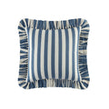 Eliza French Blue Striped Ruffle Linen Blend Cushion