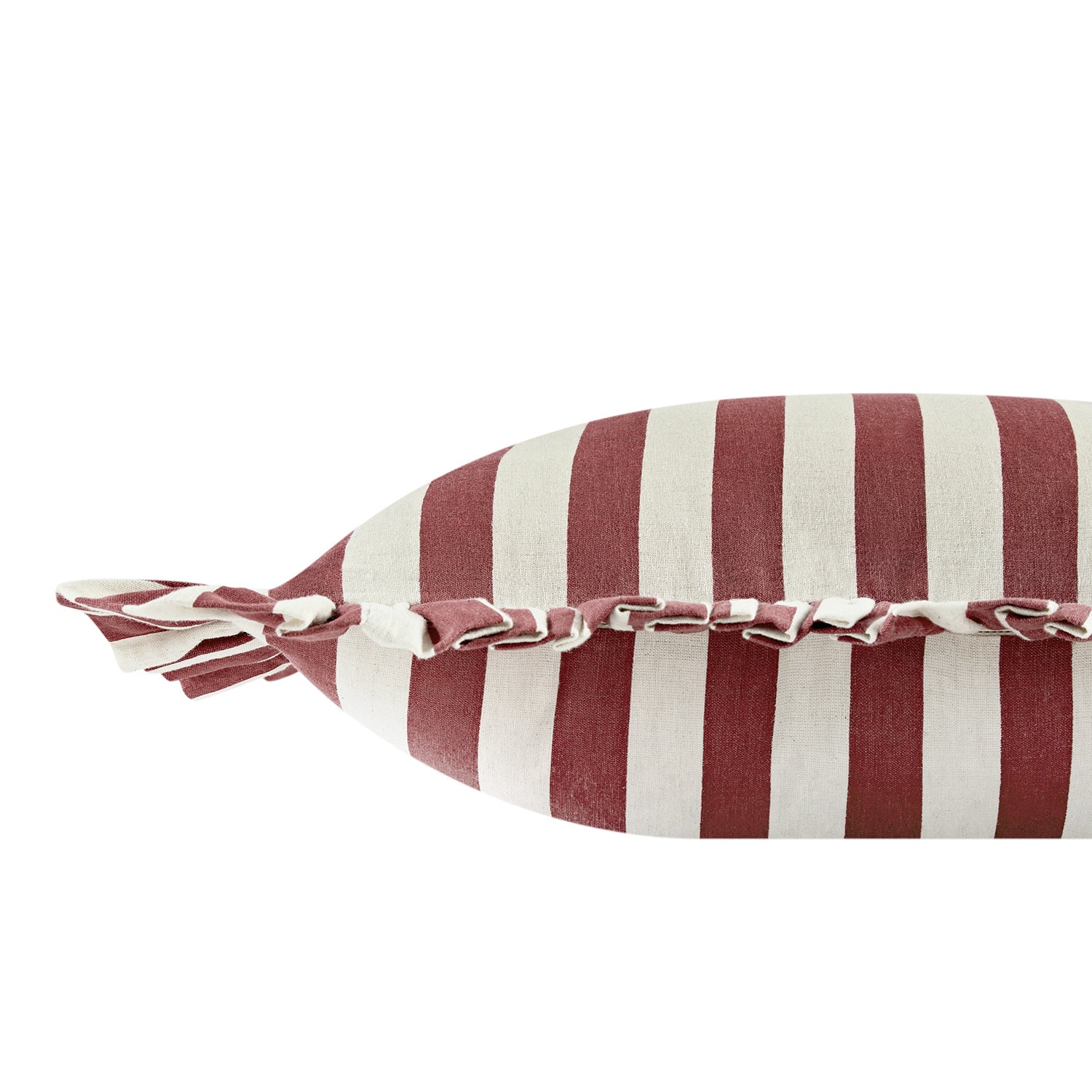 Eliza Scarlet Red Striped Ruffle Linen Blend Cushion