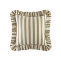 Eliza Taupe Striped Ruffle Linen Blend Cushion