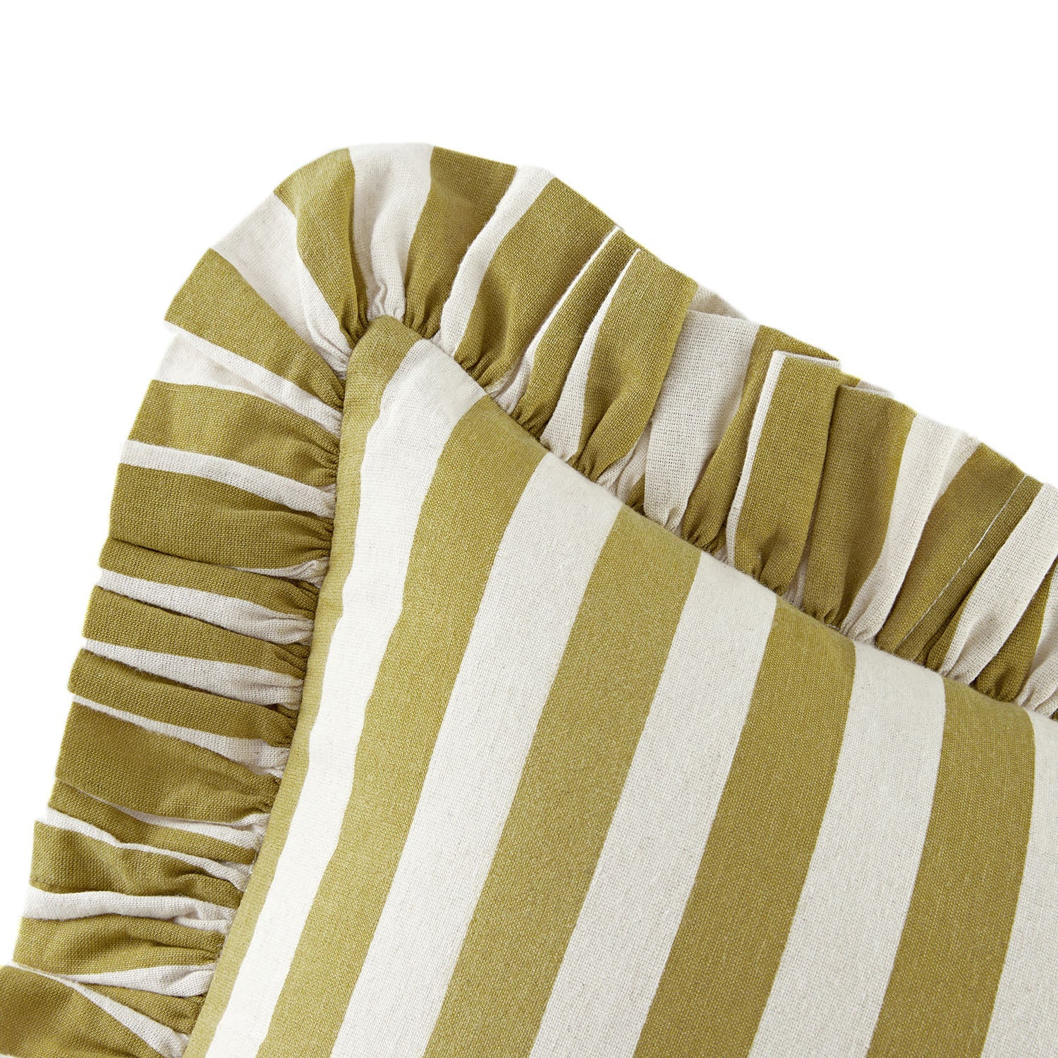 Eliza Dark Mustard Striped Ruffle Linen Blend Cushion