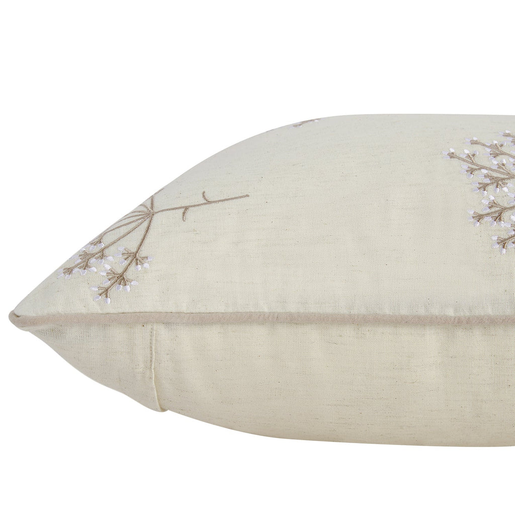 Meadow Cream Sprig Embroidered Cotton Cushion