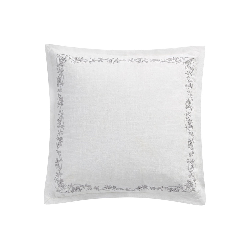 Valentina Grey Floral Embroidered Cotton Cushion