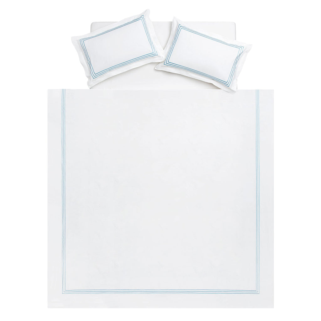 Belvedere Royal Blue Cord Embroidered 300 Thread Count Cotton Percale Duvet Set