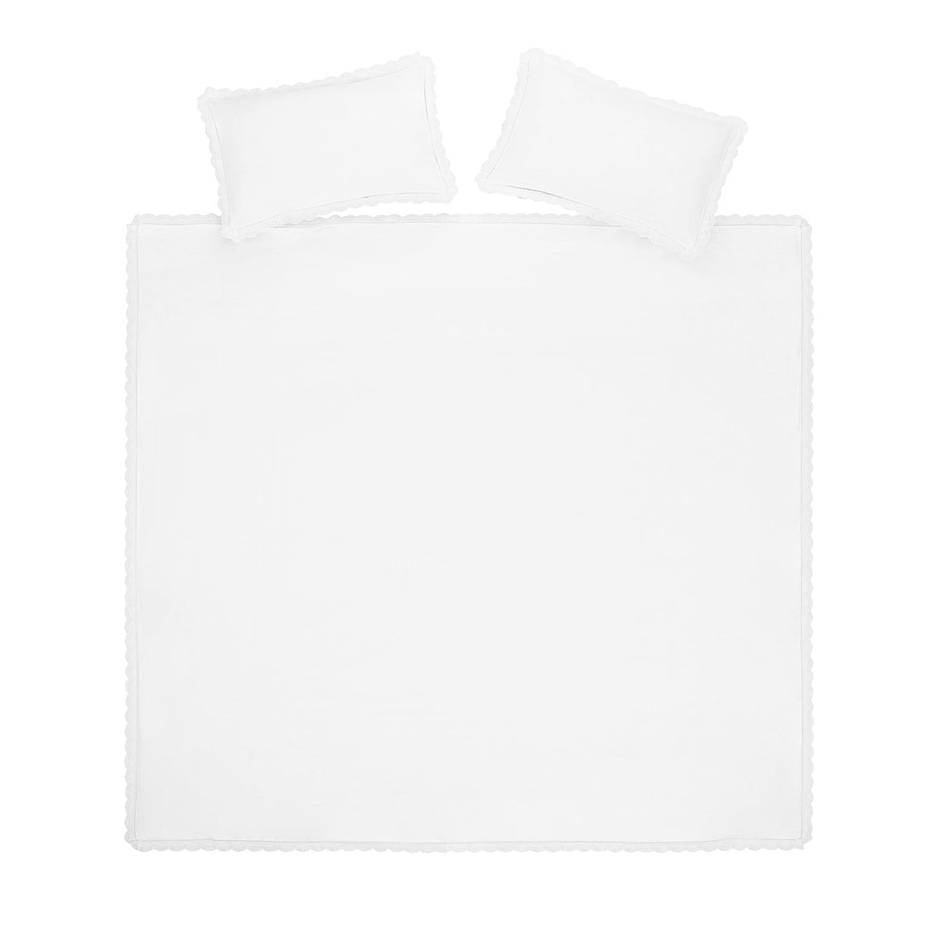 Castillo White Lace 300 Thread Count Cotton Percale Duvet Set