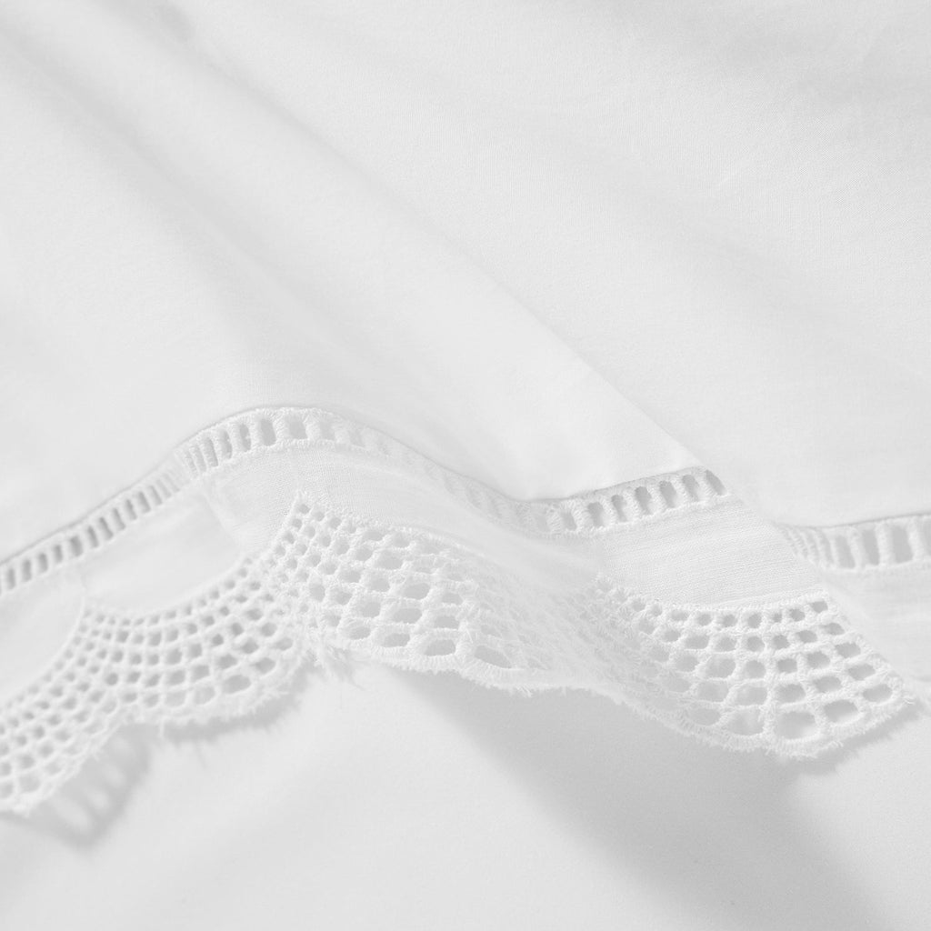 Castillo White Lace 300 Thread Count Cotton Percale Duvet Set