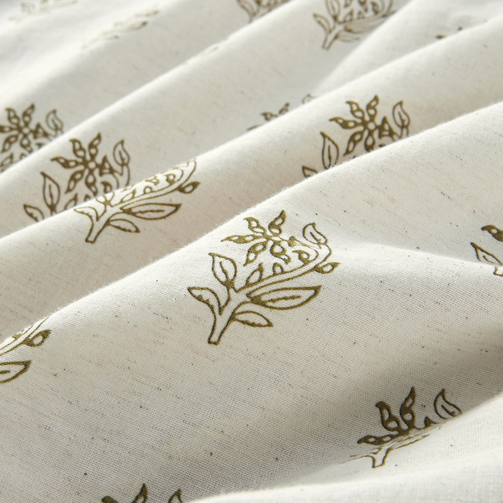 Darcy Floral Olive Green Ruffle Linen Blend Duvet Set