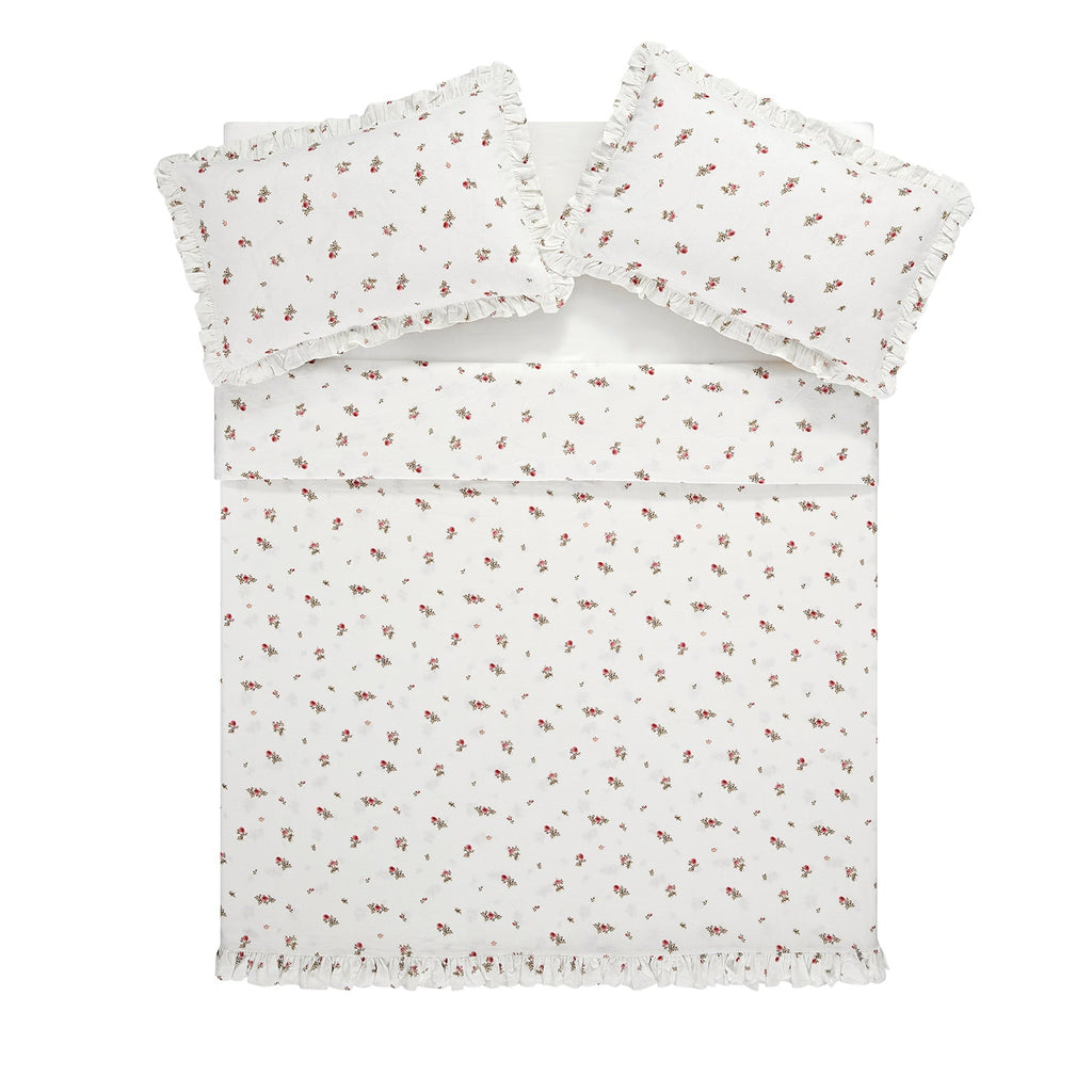 Darcy Rose Ivory White Ruffle Linen Blend Duvet Set