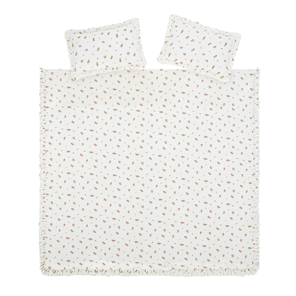 Darcy Rose Ivory White Ruffle Linen Blend Duvet Set
