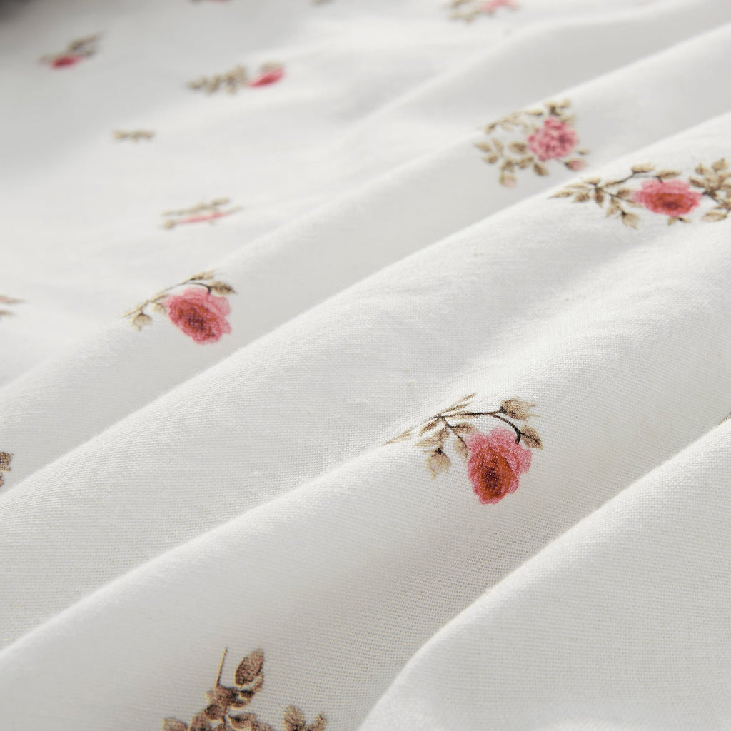 Darcy Rose Ivory White Ruffle Linen Blend Duvet Set