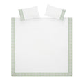 Elodie White & Seafoam Green Floral Embroidered 300 Thread Count Cotton Percale Duvet Set