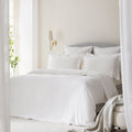 Esmeralda White Floral Embroidered Linen Blend Duvet Set