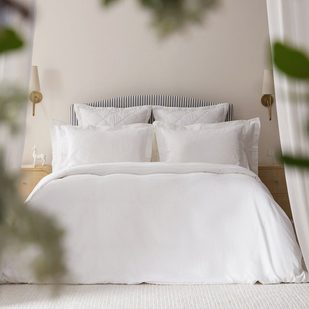 Esmeralda White Floral Embroidered Linen Blend Duvet Set