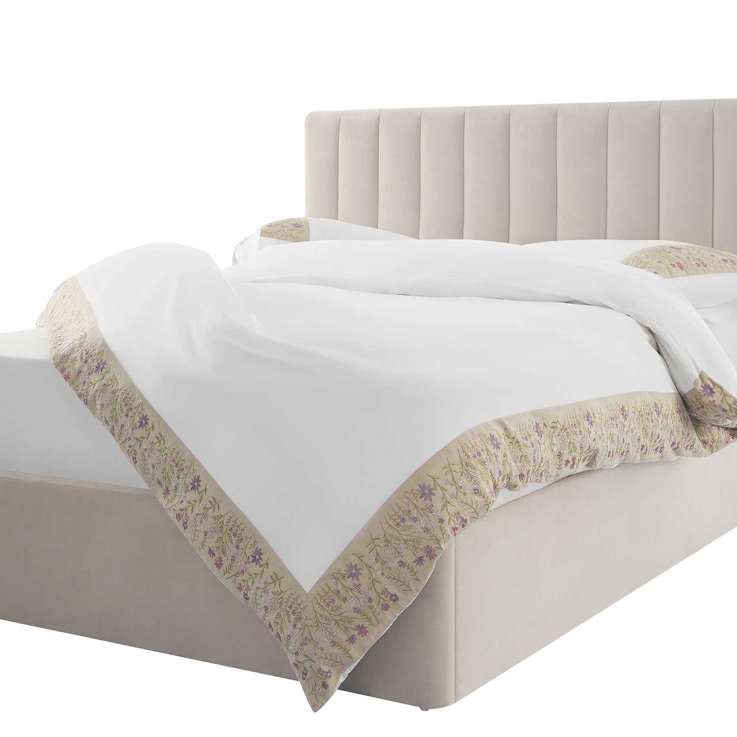 Evelyn Wildflower Embroidered 300 Thread Count Cotton Percale Duvet Set