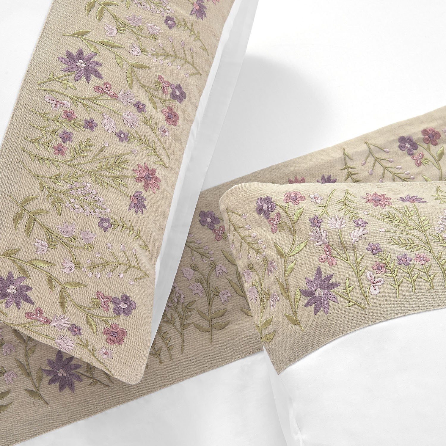 Evelyn Wildflower Embroidered 300 Thread Count Cotton Percale Duvet Set