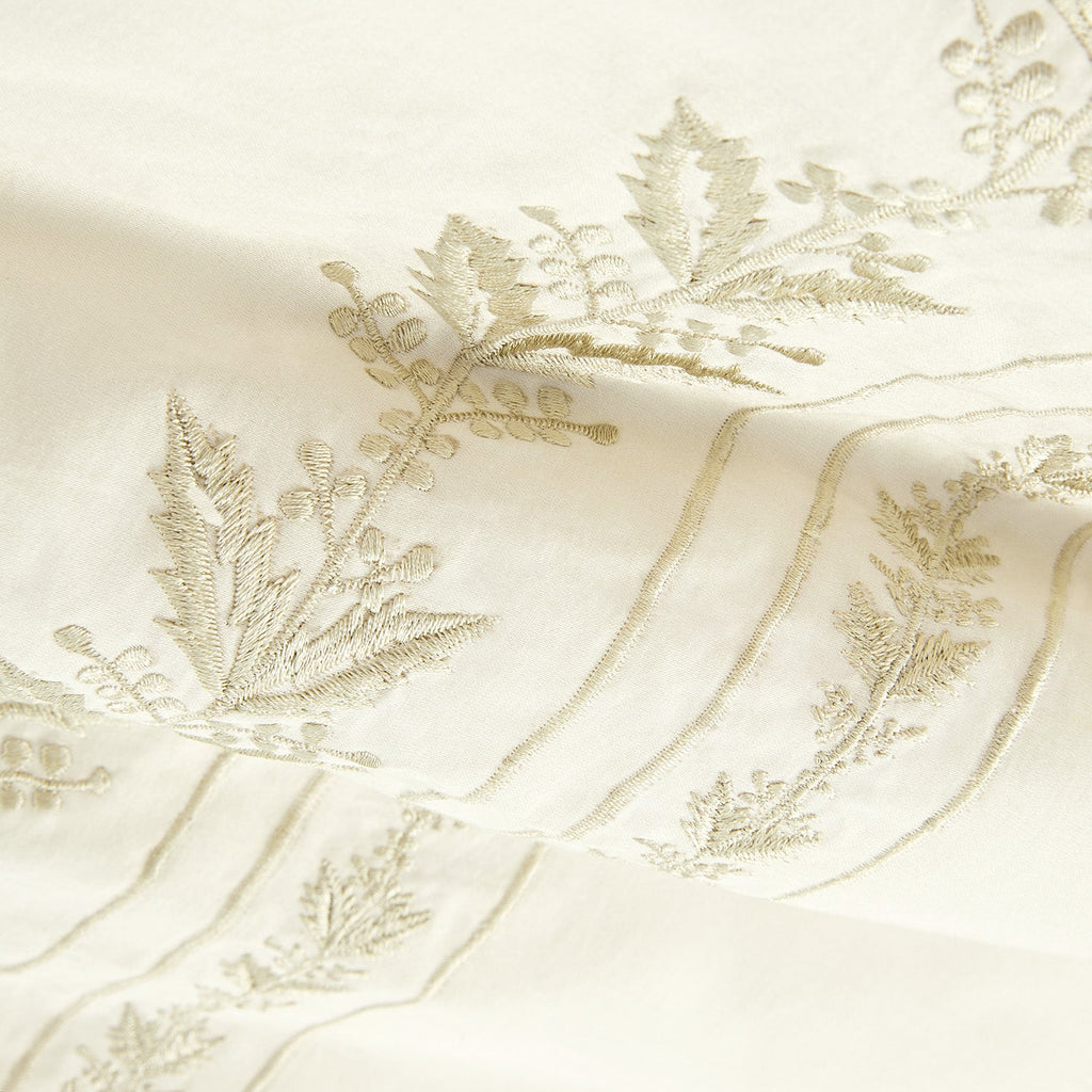Gabrielle Ivory Leaf Embroidered 600 Thread Count Cotton Sateen Duvet Set