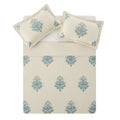 Isadora Teal Damask Embroidered Linen Blend Duvet Set