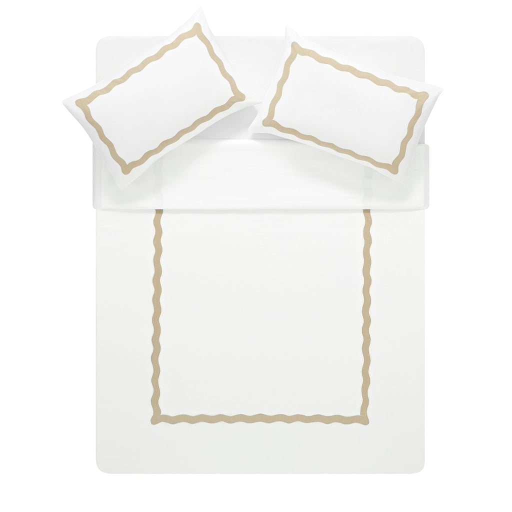 Lucinda Natural Wave 300 Thread Count Cotton Percale Duvet Set